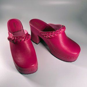Swedish Hasbeens "Laila" clog, neon pink, size 39 / US 9